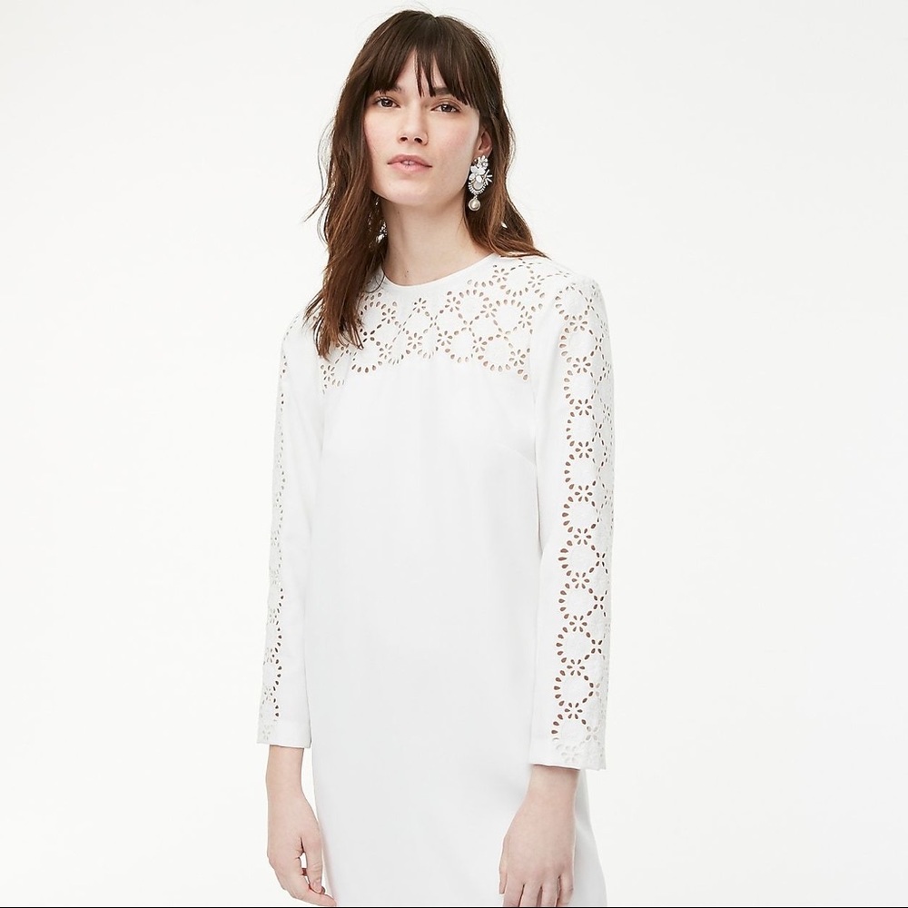 NWT J.Crew White Laser Cut Eyelet Dress